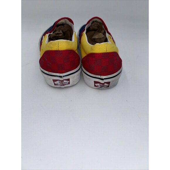 VANS OFF THE WALL CLASSIC SLIP ON BLUE GREY CHECK YELLOW SHOES M 10 - Picture 4 of 10